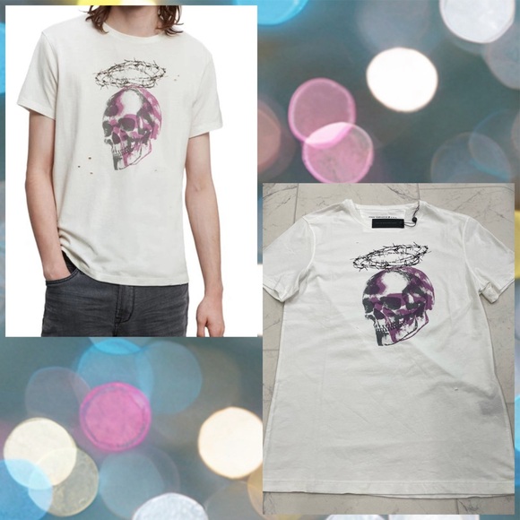 John Varvatos Other - (JZ-77) John Varvatos Skull Wire Graphic Tee In White